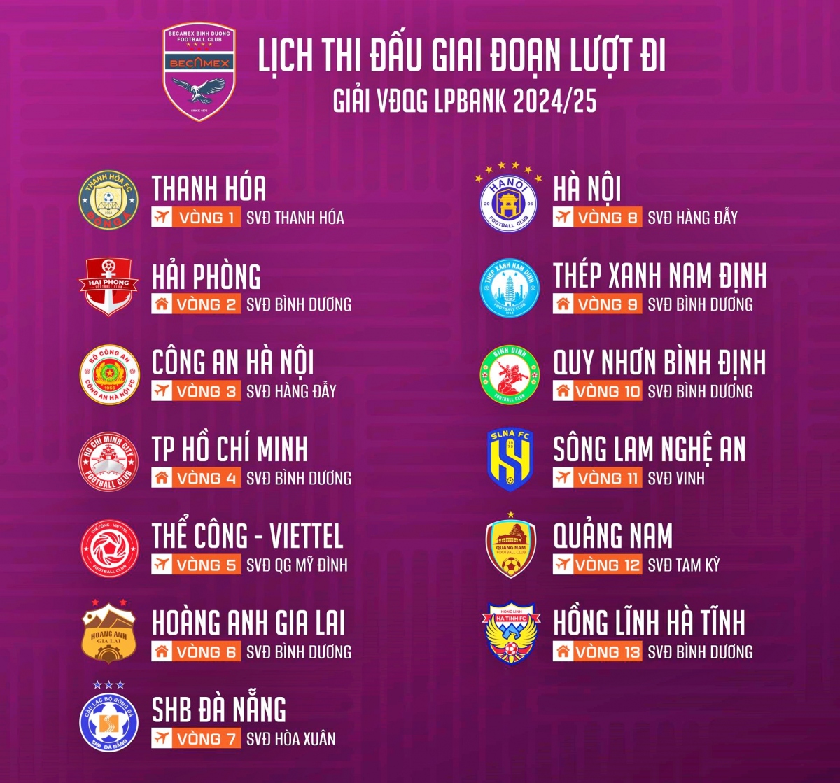 lich thi dau v-league 2024 2025 cua binh duong kho cho hlv hoang anh tuan hinh anh 1